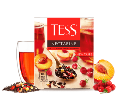 Black tea with peach and strawberry TESS Nectarine in bags 100pcs. photo