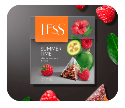 Hibiscus with raspberry and feijoa flavour TESS Summer Time piramids 20pcs. photo