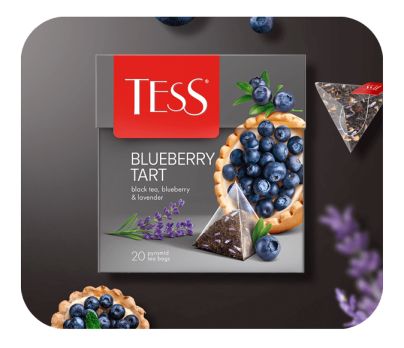 Black tea with lavender, apple and blueberry TESS Blueberry Tart piramids 20pcs. photo