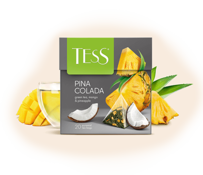 Green tea with mango and pineapple TESS Pina Colada piramids 20pcs. photo