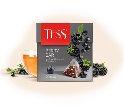Black tea with blackberry and blackcurrant flavour TESS Berry Bar piramids 20pcs. photo