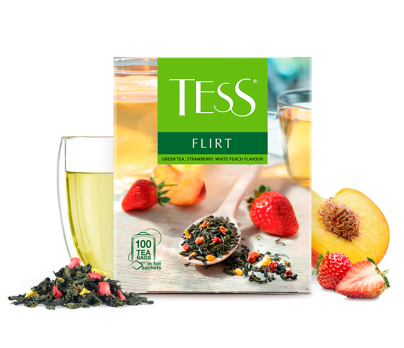Green tea, strawberry, white peach flavour TESS Flirt in bags 100pcs. photo