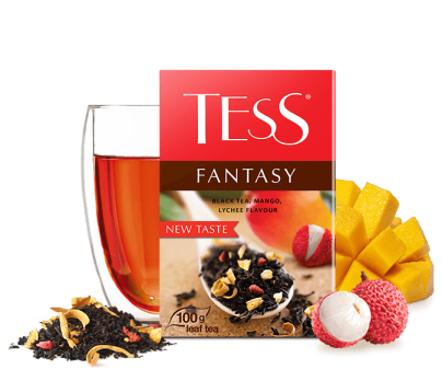 Black tea, mango, lychee flavour TESS Fantasy leaf 100g photo