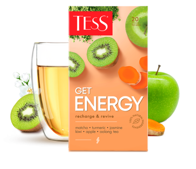 Oolong tea with kiwi and jasmine flavour TESS Energy in bags 20 pcs. photo