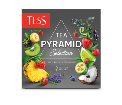Pyramid tea collection, 9 flavours TESS Pyramid Tea Selection piramids 45 pcs. photo
