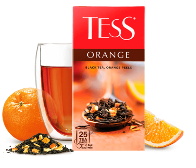 Black tea, orange peels TESS Orange in bags 25 pcs. photo