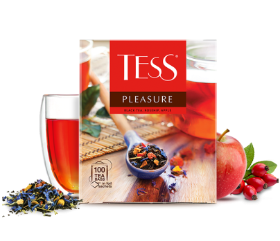 Black tea, rosehip, apple TESS Pleasure in bags 100pcs. photo