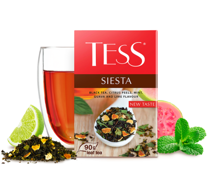 Black tea, citrus peels, mint, guava and lime flavour TESS Siesta leaf 90g photo