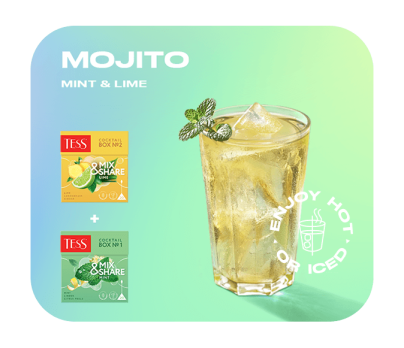 Herbal infusion with ginger, lemongrass and lime flavouring TESS Cocktail Box №2 piramids 20pcs. photo