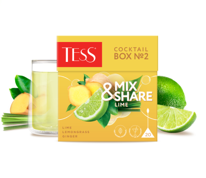 Herbal infusion with ginger, lemongrass and lime flavouring TESS Cocktail Box №2 piramids 20pcs. photo