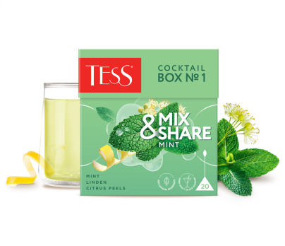 Herbal infusion with mint, linden and citrus peels TESS Cocktail Box №1 piramids 20pcs. photo