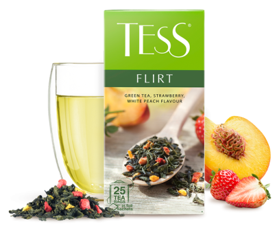 Green tea, strawberry, white peach flavour TESS Flirt in bags 25 pcs. photo
